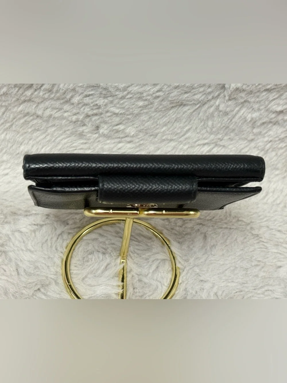 Bvlgari Black Leather Wallet with Silver-Tone Accent